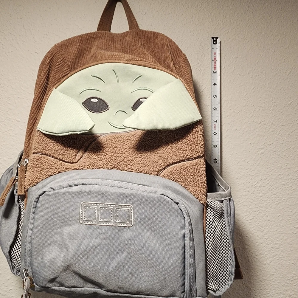 Brown and Gray Backpack with Character Design
